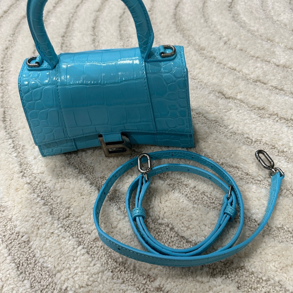 Balenciaga Turquoise Croc-Embossed Mini Bag - Picture 6 of 9
